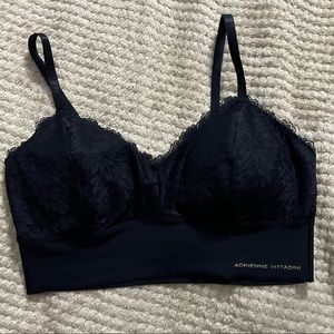 Adrienne Vittadini Dark navy blue lace padded athletic bra